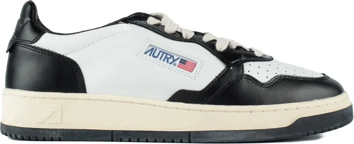 Autry Black And White Leather Two-Tone Medalist Low Sneakers