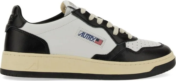 Autry Black And White Leather Two-Tone Medalist Low Sneakers
