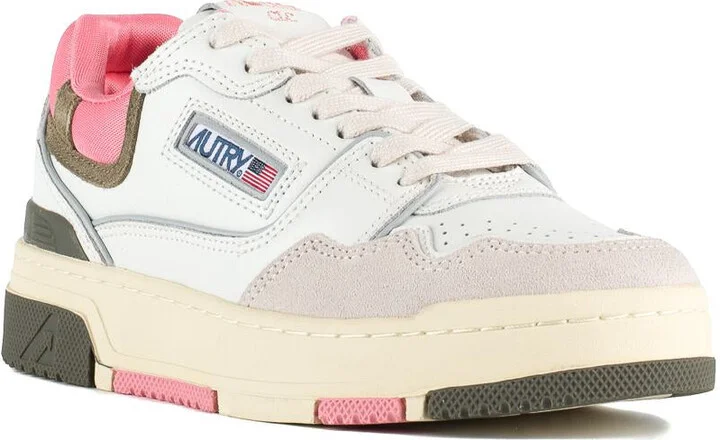 Autry Clc Low Sneakers In Leather And Suede Color White And Geranium - Image 3