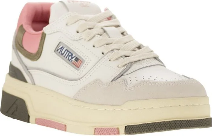 Autry Clc Low Sneakers In Leather And Suede Color White And Geranium - Image 3