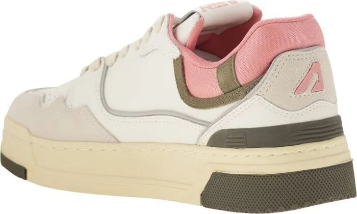 Autry Clc Low Sneakers In Leather And Suede Color White And Geranium - Image 4