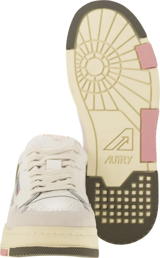 Autry Clc Low Sneakers In Leather And Suede Color White And Geranium - Image 5