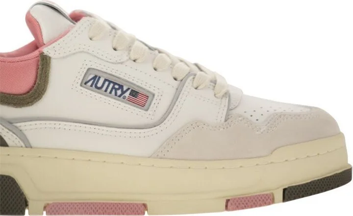 Autry Clc Low Sneakers In Leather And Suede Color White And Geranium - Image 6
