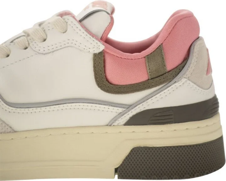 Autry Clc Low Sneakers In Leather And Suede Color White And Geranium - Image 7