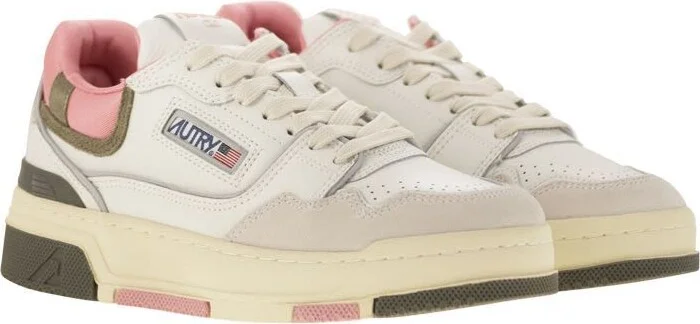 Autry Clc Low Sneakers In Leather And Suede Color White And Geranium - Image 8