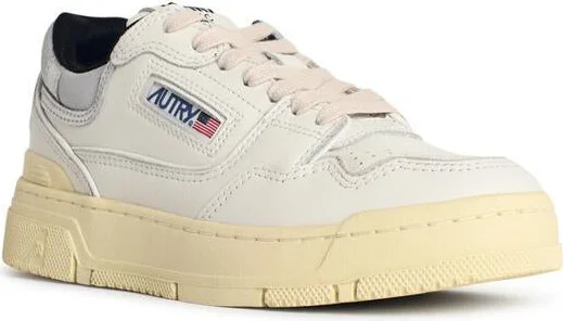 Autry 'Clc Low' White Leather And Silver Suede Sneakers - Image 2