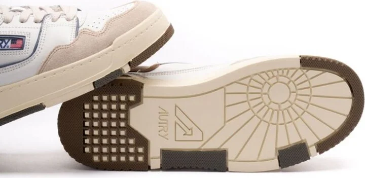 Autry Clc Sneakers In White Calf Leather And Brown With Beige Suede - Image 4