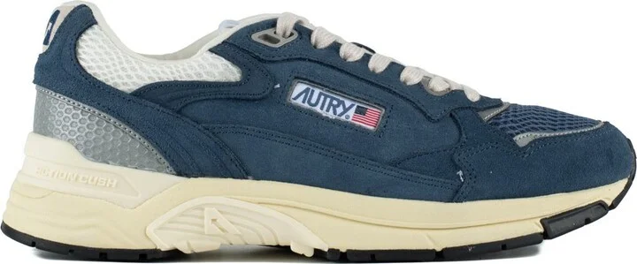 Autry Ensign And Silver Mesh And Suede Hyperway Sneakers
