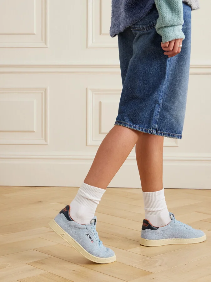 Autry - Flat Low Leather-trimmed Suede Sneakers - Blue - Image 2