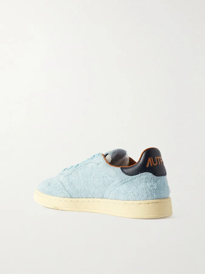 Autry - Flat Low Leather-trimmed Suede Sneakers - Blue - Image 3