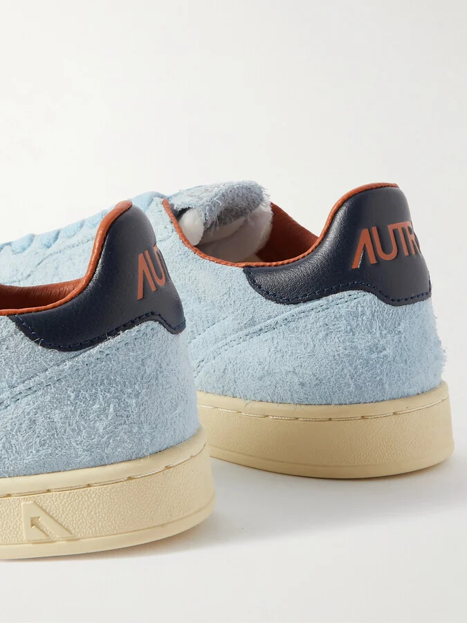 Autry - Flat Low Leather-trimmed Suede Sneakers - Blue - Image 4
