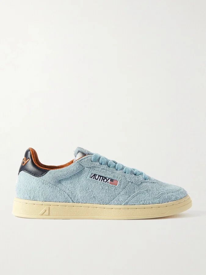 Autry - Flat Low Leather-trimmed Suede Sneakers - Blue