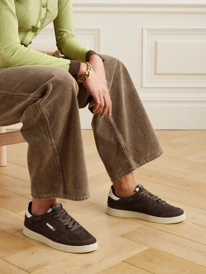 Autry - Flat Low Leather-trimmed Suede Sneakers - Brown - Image 2