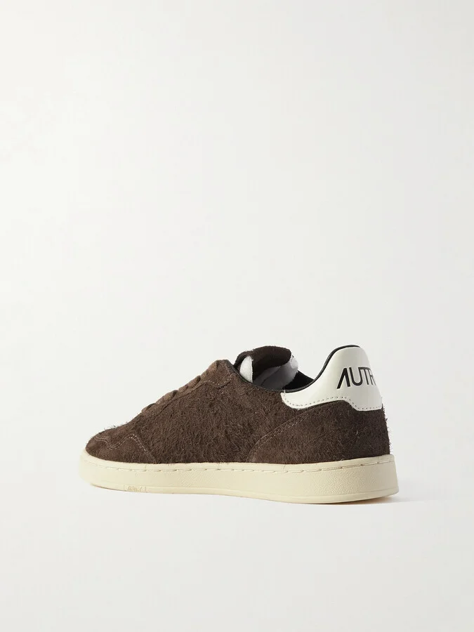 Autry - Flat Low Leather-trimmed Suede Sneakers - Brown - Image 3