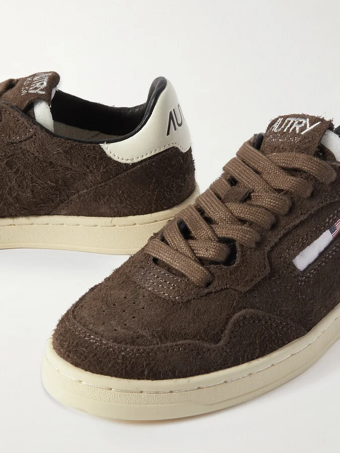 Autry - Flat Low Leather-trimmed Suede Sneakers - Brown - Image 4