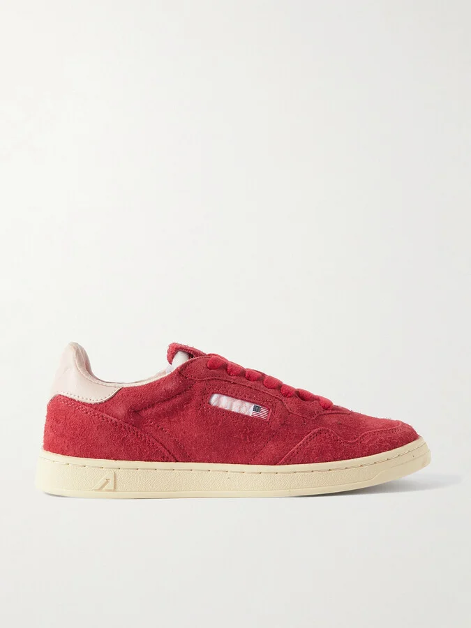 Autry - Flat Low Leather-trimmed Suede Sneakers - Red