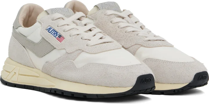 AUTRY Gray & White Reelwind Low Sneakers - Image 4