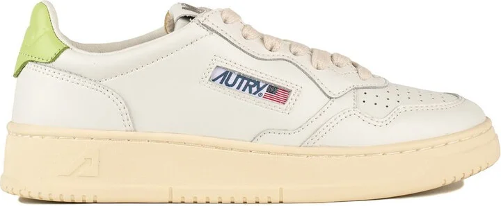 Autry Green And White Leather Medalist Low Sneakers