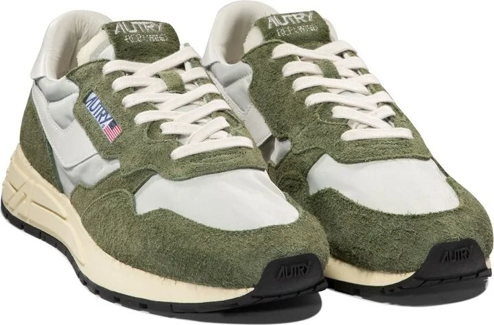 Autry Green And White Suede And Nylon Reelwind Low Sneakers - Image 3