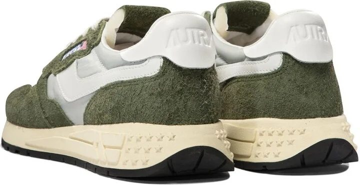 Autry Green And White Suede And Nylon Reelwind Low Sneakers - Image 4
