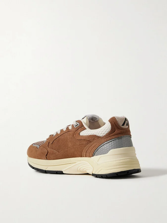 Autry - Hyperway Low Mesh And Metallic Leather-trimmed Suede Sneakers - Brown - Image 3