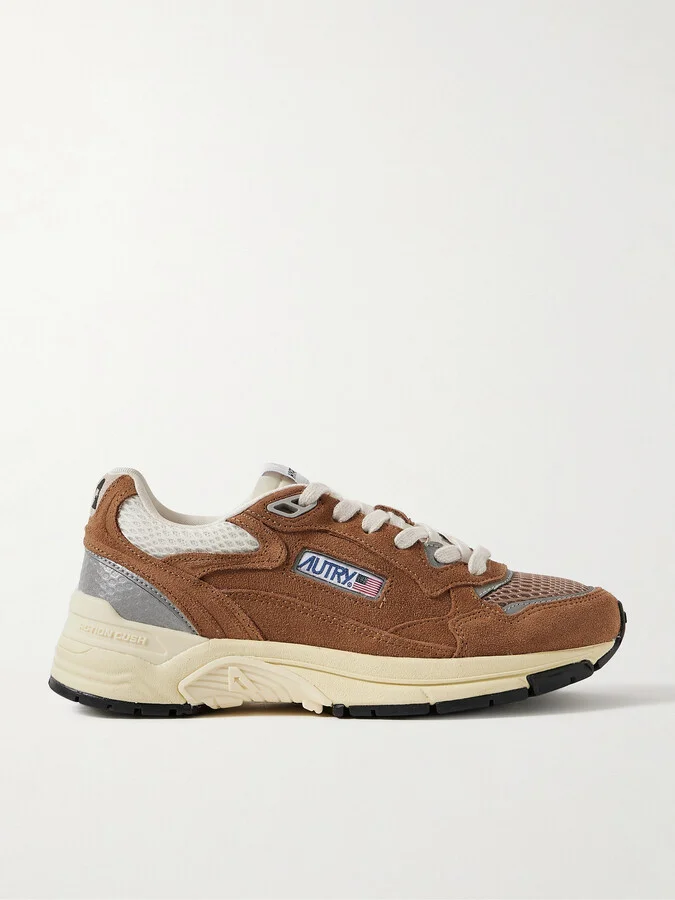 Autry - Hyperway Low Mesh And Metallic Leather-trimmed Suede Sneakers - Brown