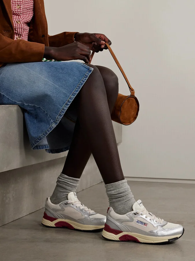 Autry - Hyperway Low Mesh And Suede-trimmed Metallic Leather Sneakers - Silver - Image 2