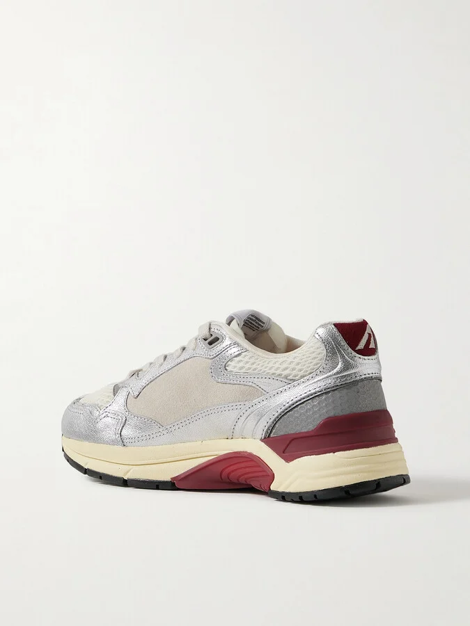 Autry - Hyperway Low Mesh And Suede-trimmed Metallic Leather Sneakers - Silver - Image 3