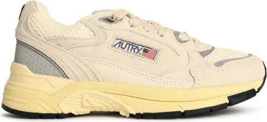 Autry 'Hyperway Low' White And Silver Mesh And Suede Sneakers