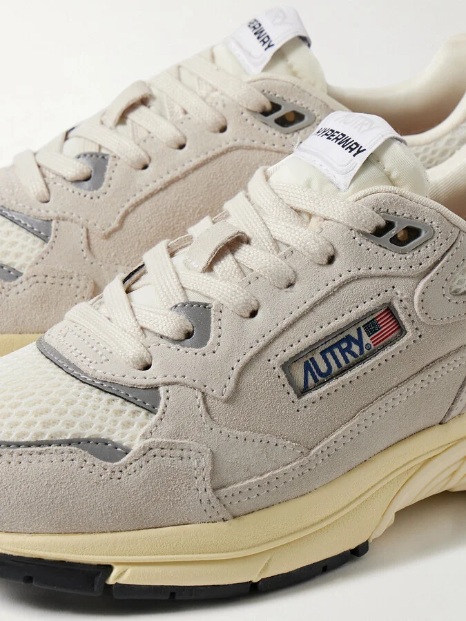 Autry - Hyperway Mesh And Metallic Leather-trimmed Suede Sneakers - Gray - Image 4