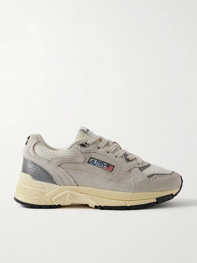 Autry - Hyperway Mesh And Metallic Leather-trimmed Suede Sneakers - Gray