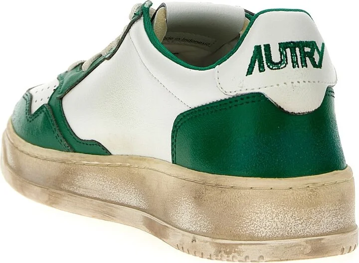 Autry In White And Green Leather With Worn Effect - Image 3