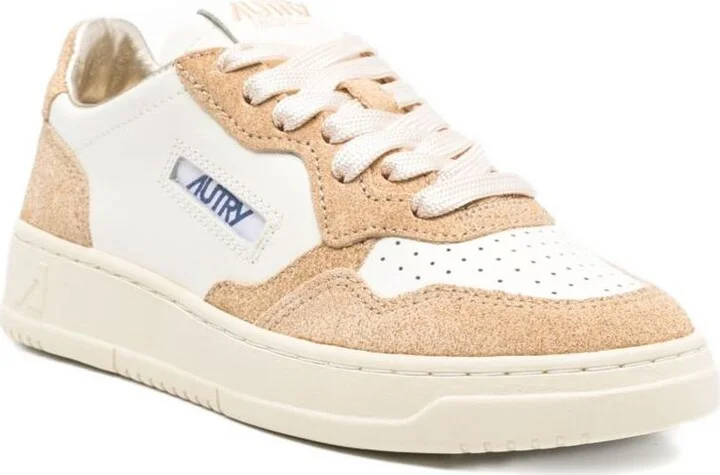 Autry 'Medalis Low' Sneakers In White Leather With Sand Suede Inserts - Image 2