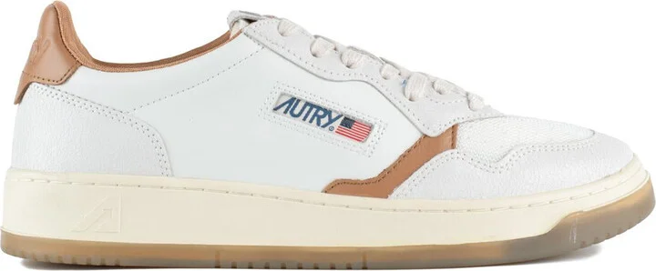 Autry Medalist Low Leather And Mesh White And Tanzine Sneakers