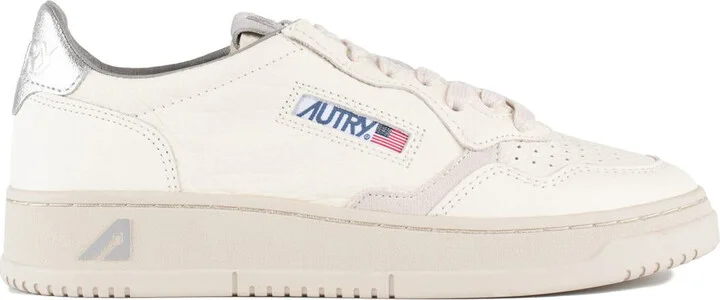 Autry Medalist Low Leather Sneakers Color Silver And White