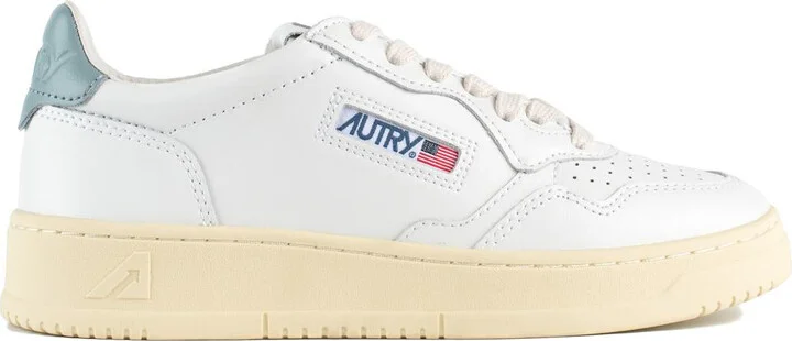 Autry Medalist Low Leather Sneakers Color White And Silver Blue