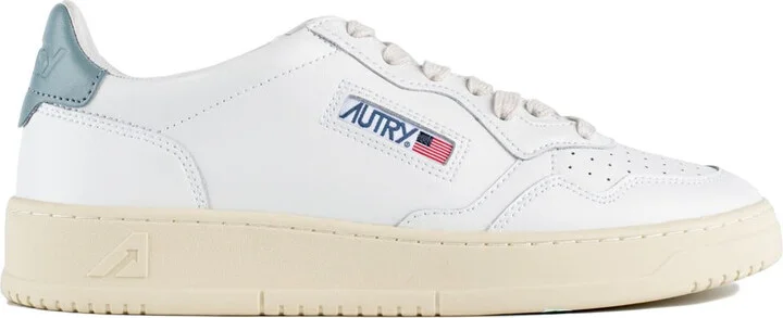 Autry Medalist Low Leather Sneakers Color White And Silver Blue