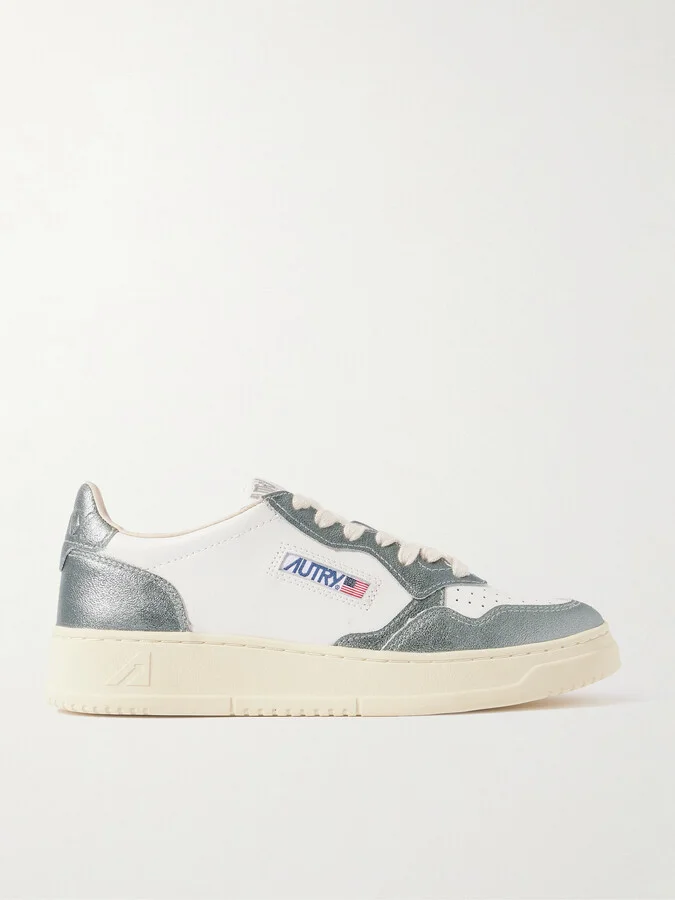 Autry - Medalist Low Metallic Leather Sneakers - Silver