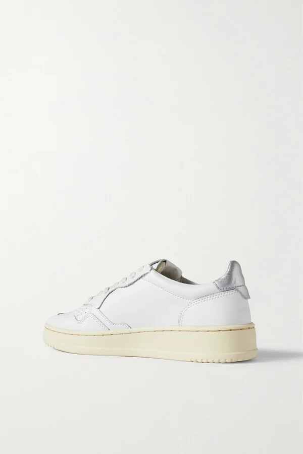 Autry - Medalist Low Metallic Leather Sneakers - White - Image 3