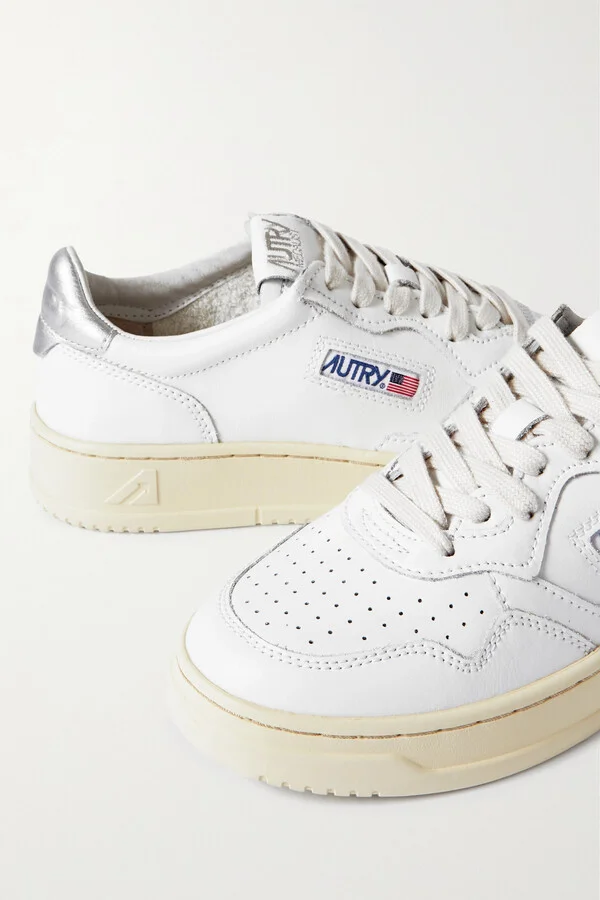 Autry - Medalist Low Metallic Leather Sneakers - White - Image 4