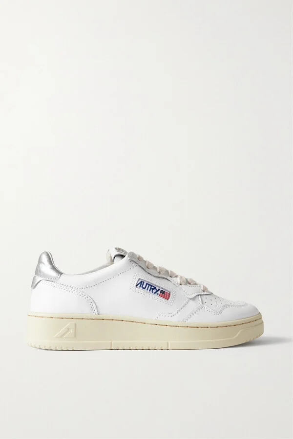 Autry - Medalist Low Metallic Leather Sneakers - White