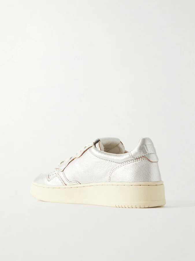 Autry - Medalist Low Metallic Textured-leather Sneakers - Silver - Image 3