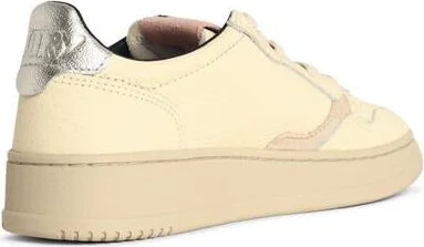 Autry 'Medalist Low' Silver And Powder Leather Sneakers - Image 3