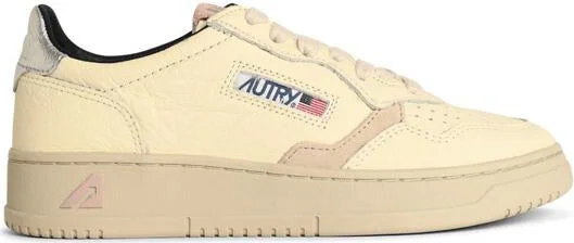 Autry 'Medalist Low' Silver And Powder Leather Sneakers