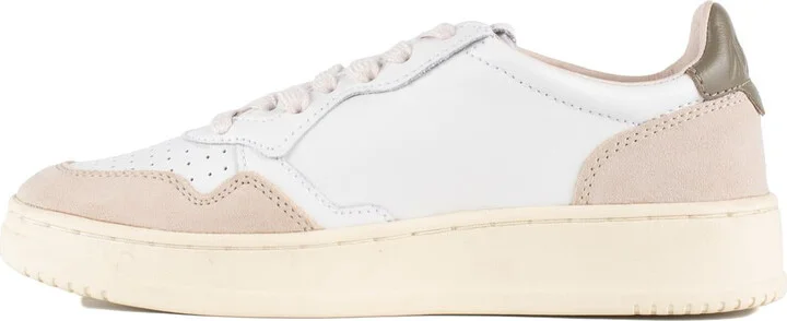 Autry Medalist Low Sneakers In Leather And Suede Color White And Covert Green - Image 2