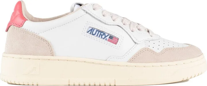 Autry Medalist Low Sneakers In Leather And Suede Color White And Tearose
