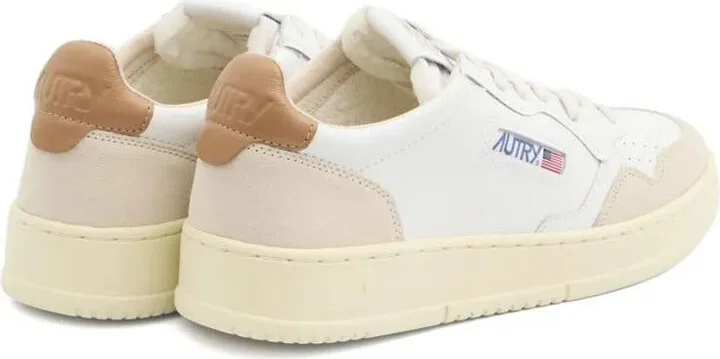 Autry Medalist Low Sneakers In White And Brown Sugar Suede And Leather Shoes - Image 3