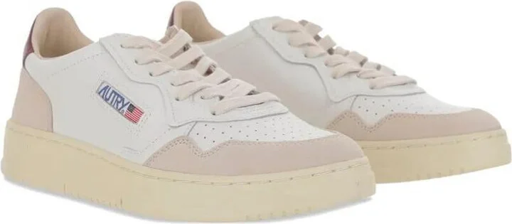 Autry Medalist Low Sneakers In White And Burgundy Suede And Leather Shoes - Image 2