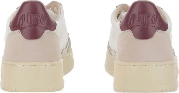 Autry Medalist Low Sneakers In White And Burgundy Suede And Leather Shoes - Image 5