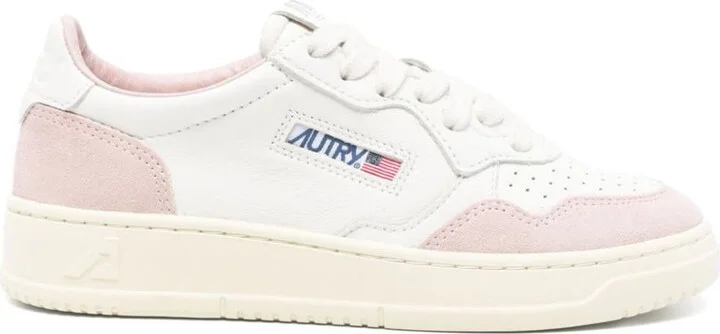 Autry Medalist Low Sneakers In White And Powder Leather And Suede Shoes